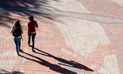 students walking on campus